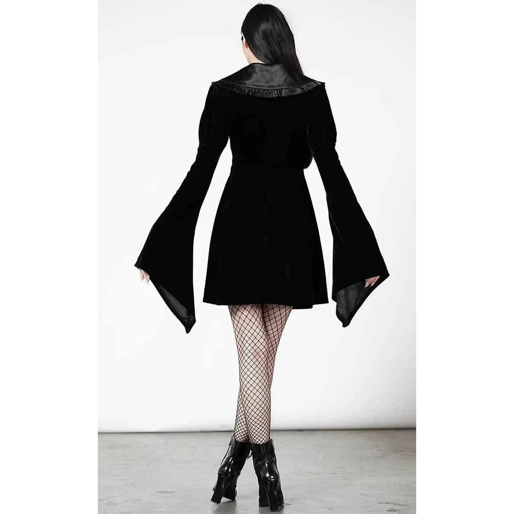Killstar Itsura mini black velvet dress - Picture 4 of 6
